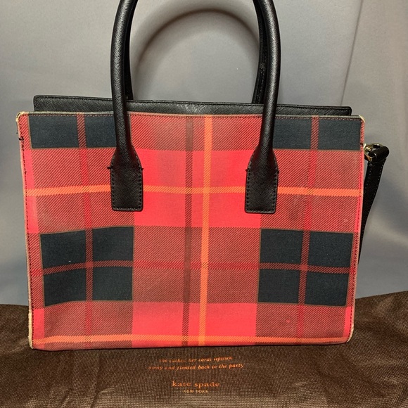 Kate Spade Cameron Street Red Plaid Candace Satchel Handbag - Picture 4 of 14